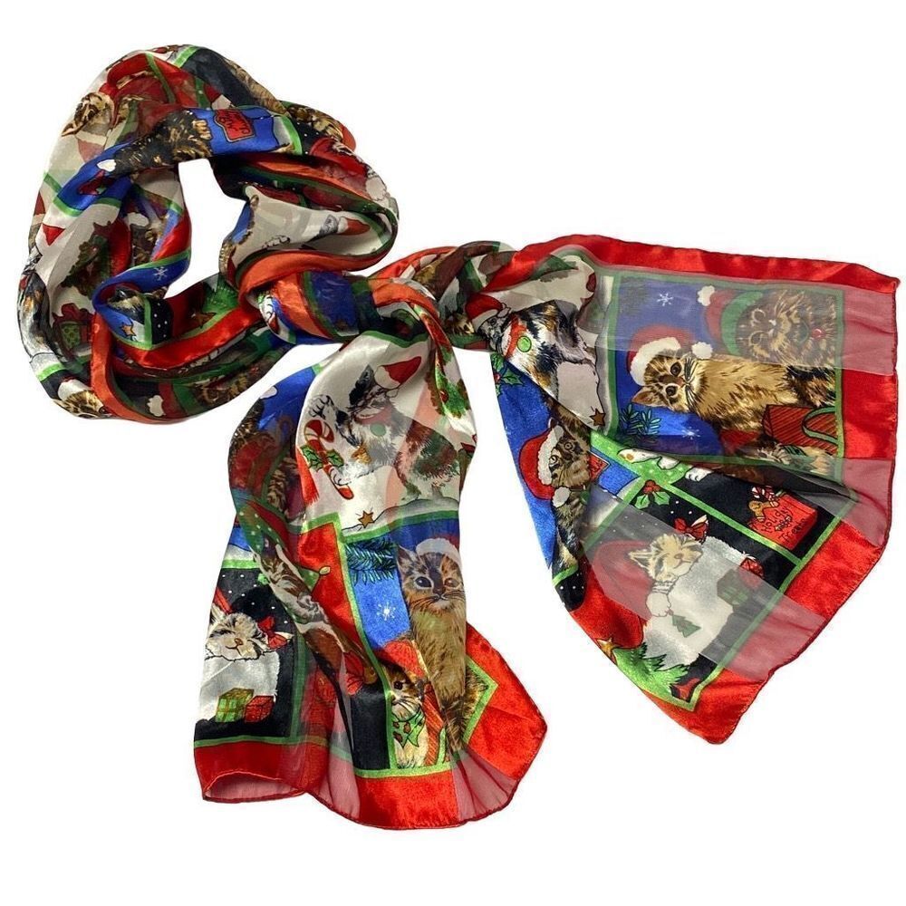 Christmas Holiday Festive Cat Multicolor Scarf